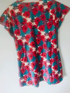 Floral Print Top with Lace Trim Night Suits....