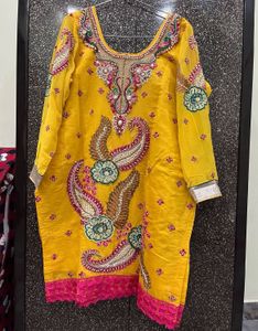 Beautiful Yellow Embroidered Kurta