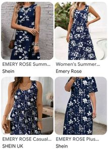 Emery rose(shein) Navy Floral Sleeveless Dress