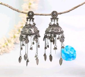 Oxidised Jhumkas boho style earrings for Girls