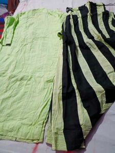 Lime Green Kurta with Black Trim suit set