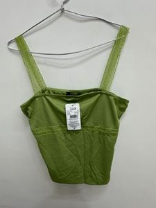 Shein Chic Green Lace Strap Crop Top
