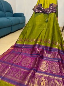 Elegant Olive Green Silk Saree