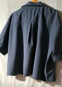 Solid Color Short Sleeve Button-Up Shirt