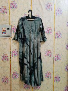 Elegant Green &amp; black Anarkali Gown