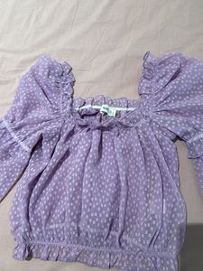 Sheer Purple Blouse with Bell Sleeves - Xs