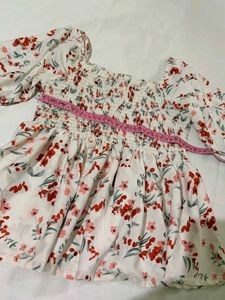 Floral Smocked Square Neck Top