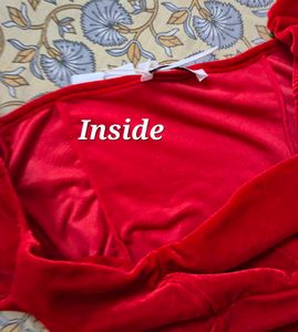 Red Velvet Puff Sleeve Corset Top