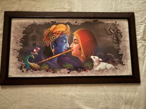 🆕Lord Krishna with Radha Framed Artwork