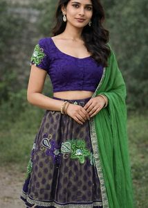 Purple and green ready to wear saree