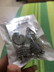 Oxidised Silver Peacock Mini Jhumkis