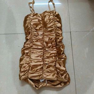 Satin Ruched Mini Dress