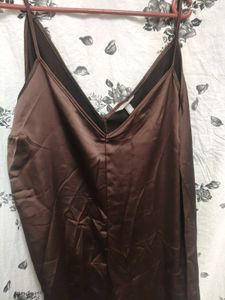 XXL size, Elegant Brown Slip Dress