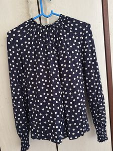 Navy Polka Dot Blouse