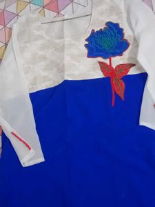 Blue &amp; White Embroidered Kurtas