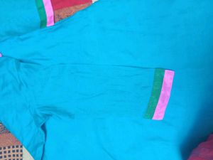 sky blue gala work kurti for women