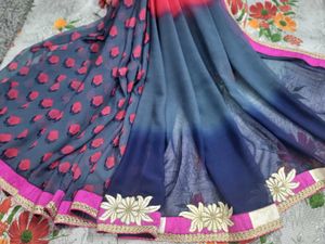 Beautiful Heavy Border Saree with Stitched Blouse
