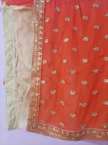 Orange Embroidered Saree