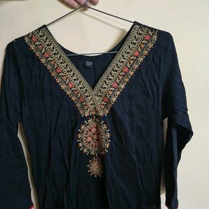 Black Kurta with Red Trim