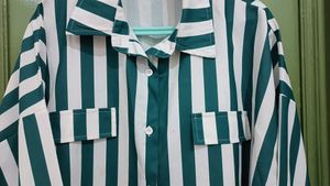 Vertical Stripe Button-Up Shirt