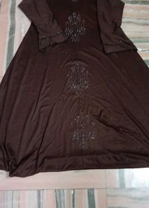 Brown Embroidered Maxi Dress