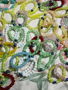 Colorful Beaded Bracelets with Evil Eye bandle