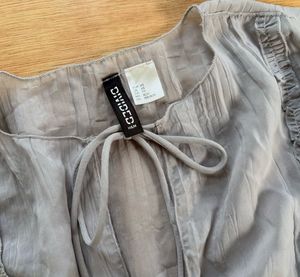 H&amp;M Sheer Tie-Front Long Sleeve Blouse