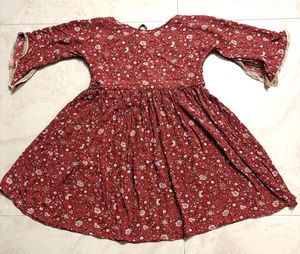 Boho Floral Print Bell Sleeve Dress