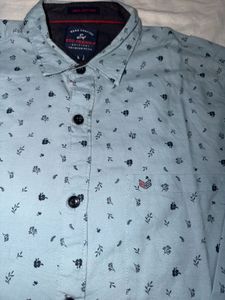 Men's Light Blue cotton Floral Print Shirt