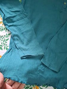 Teal Long Sleeve Henley Top