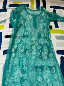Chikankari Embroidery Green Kurta