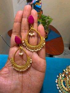 Elegant Gold Pearl Hoop Earrings