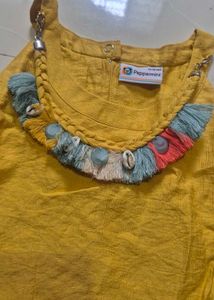 Girls Yellow Tiered Dress with Tassels