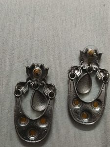 Oxidized Silver Jhumka Earrings