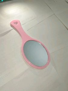 Mirror With Handle In Pink Colour