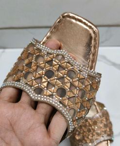Embellished Rose Gold Slides