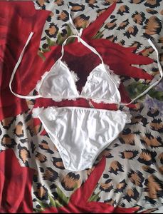 White Floral Bikini Set