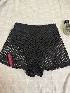 Black Mesh Mini Shorts