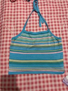 Striped Halter Neck Cami Top