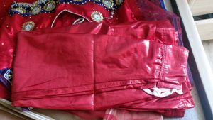 Red saree Set with blue velvet border