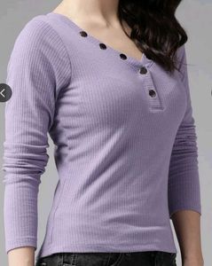 2 Tops Combo: Lavender Henley & Maroon Turtle neck