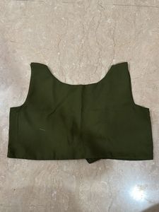 Olive Green Tie-Front Crop Top