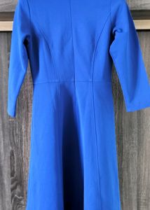 The Limited 3/4 Sleeve Solid Royal Blue Dress