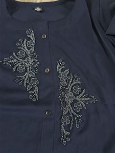 Elegant Navy Embroidered Kurta