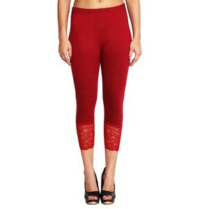 ZOLA Red Leggings with Lace Trim