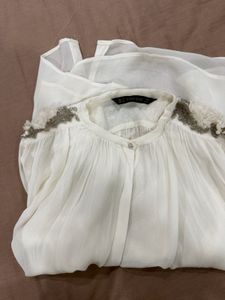Elegant White Embellished Blouse