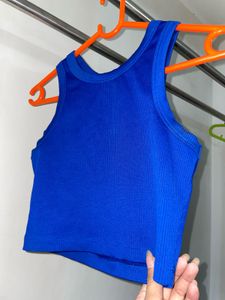 Blue Ribbed Tank Top