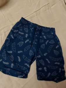 kids Blue Leaf Print Shorts