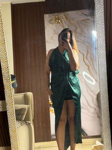 Elegant Emerald Green Wrap Dress