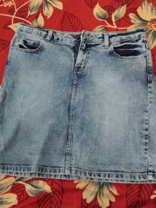 Light Wash Denim Mini Skirt